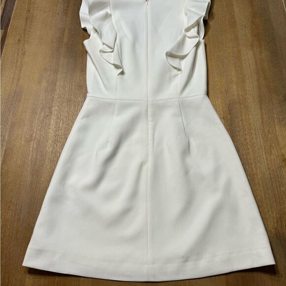 French Connection Whisper White Ruffled V-Neck Sleeveless Mini Dress Size 4 - Picture 8 of 11